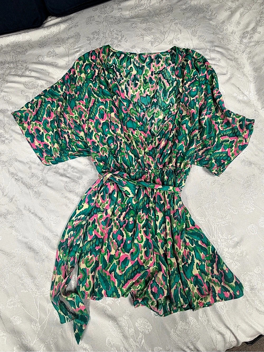 Sailynn Romper Green & Pink Abstract Romper.